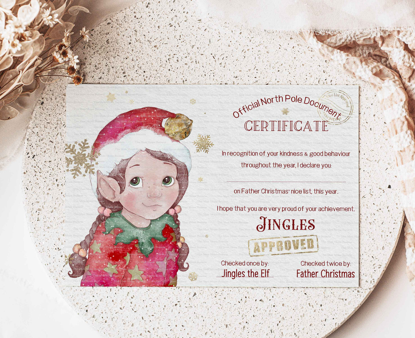 Elf Nice List Certificates