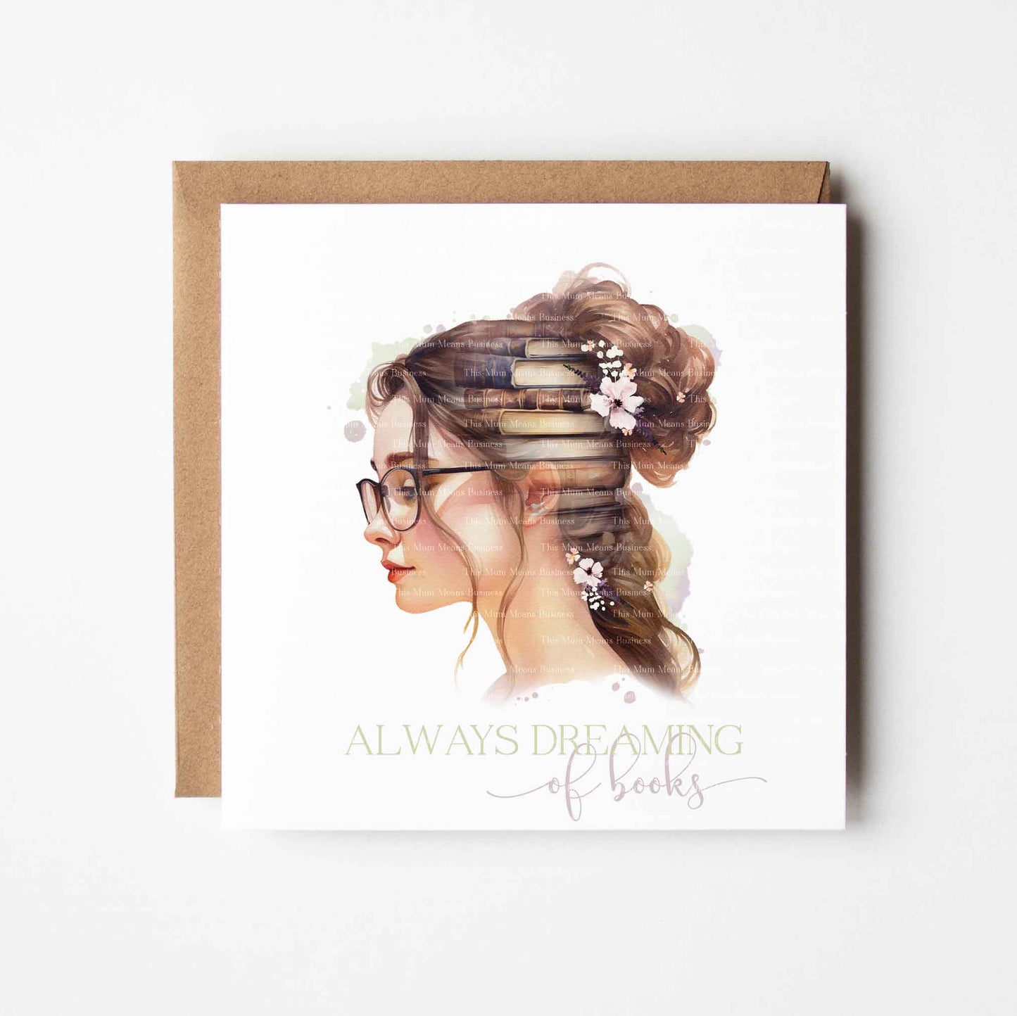 Always Dreaming of Books - Brown Hair Floral
