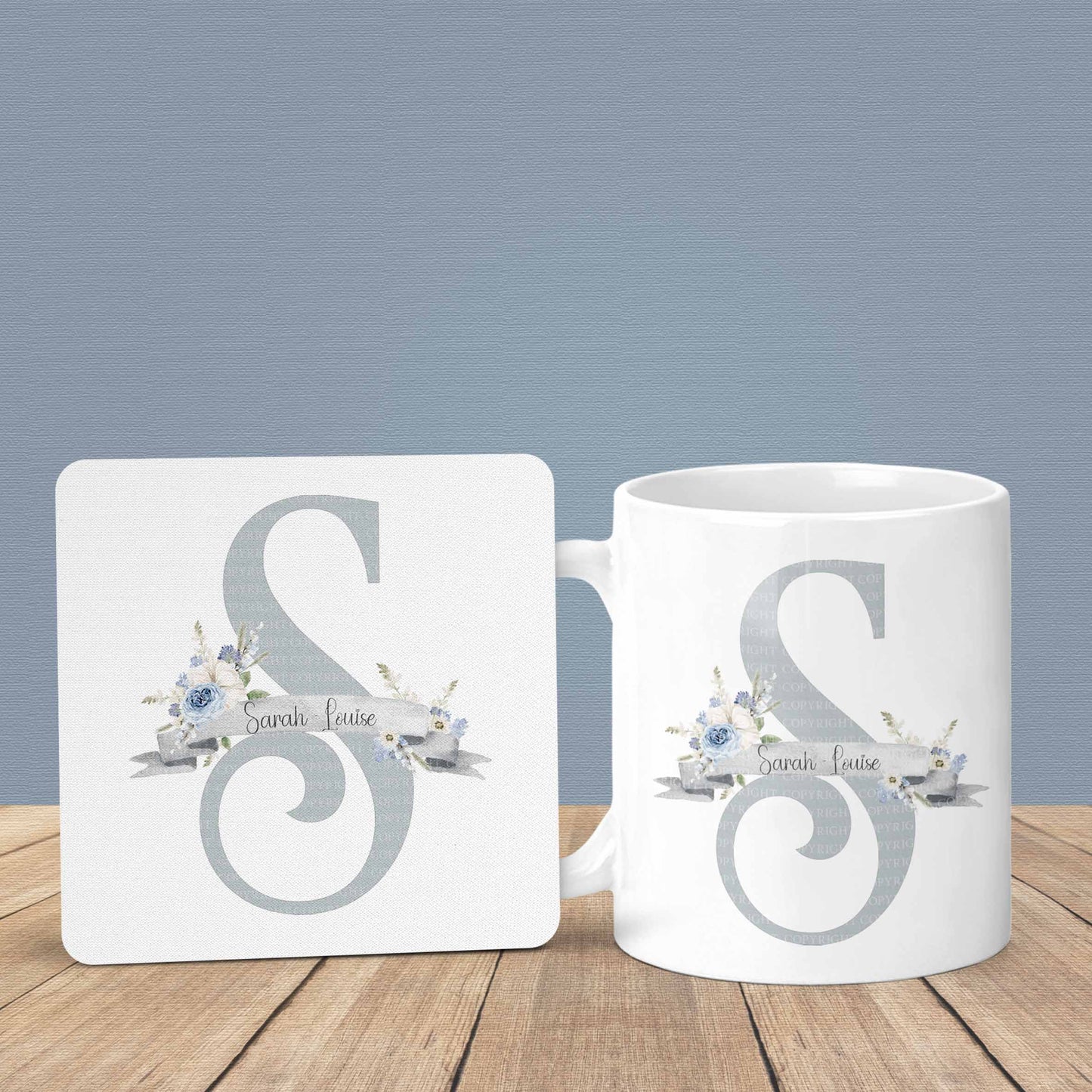 Blue Floral Monogram Alphabet