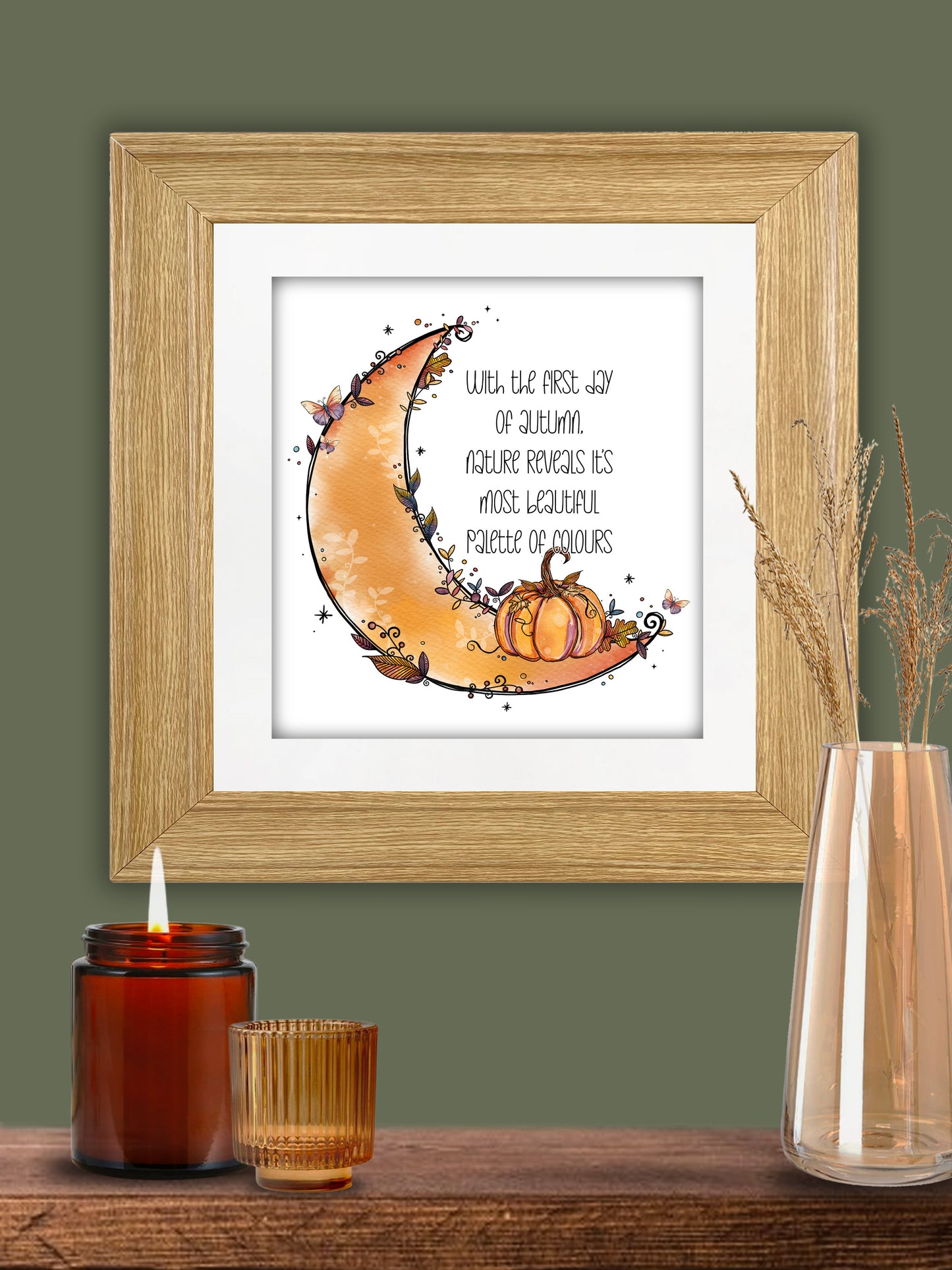 Boho Autumn Doodle Moon