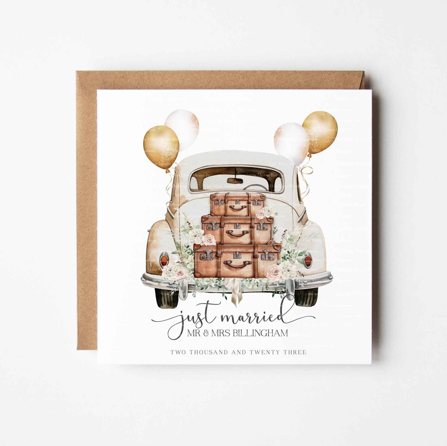 Botanical Cream Wedding Car