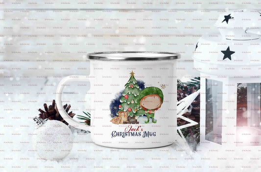 Boy Girl Elf Christmas Mug
