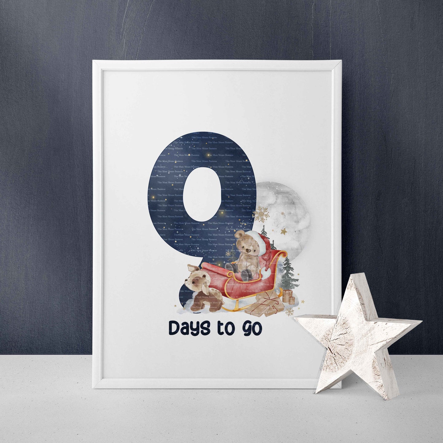 Brown Bear Christmas Sleigh Advent numbers