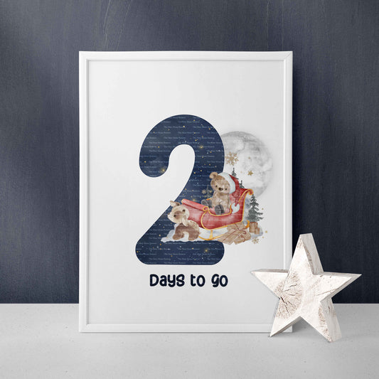 Brown Bear Christmas Sleigh Advent numbers