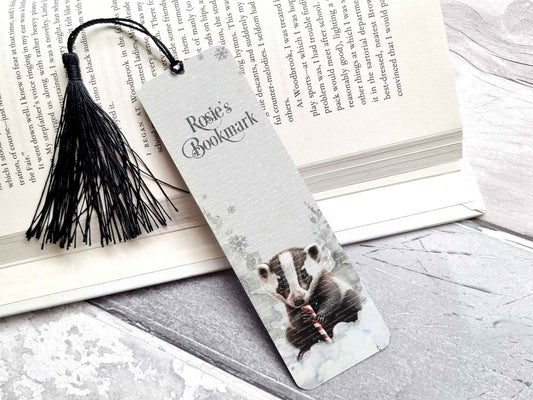 Candy Cane Badger Bookmark