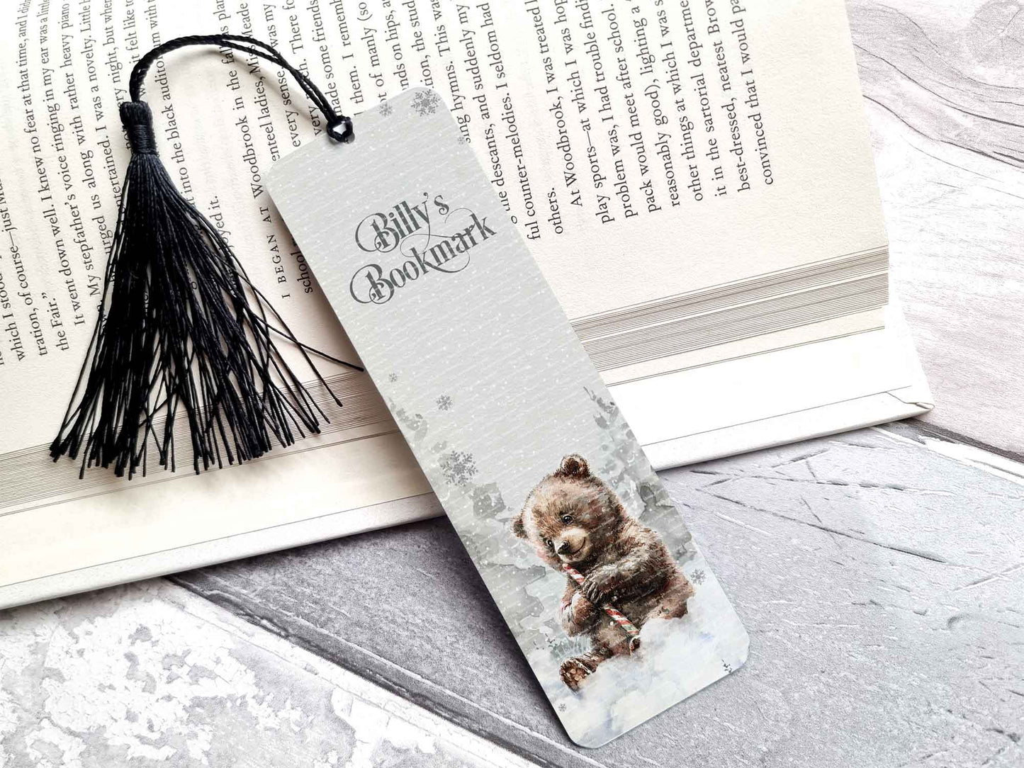 Candy Cane Brown Bear Bookmark
