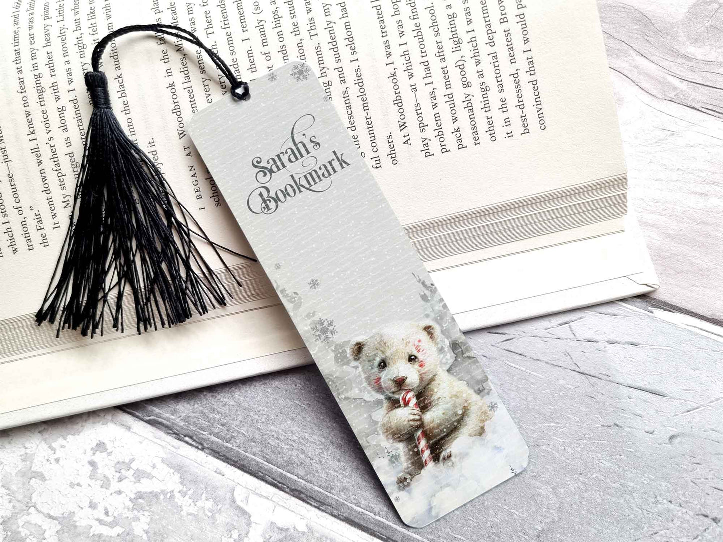 Candy Cane Polar Bear Bookmark