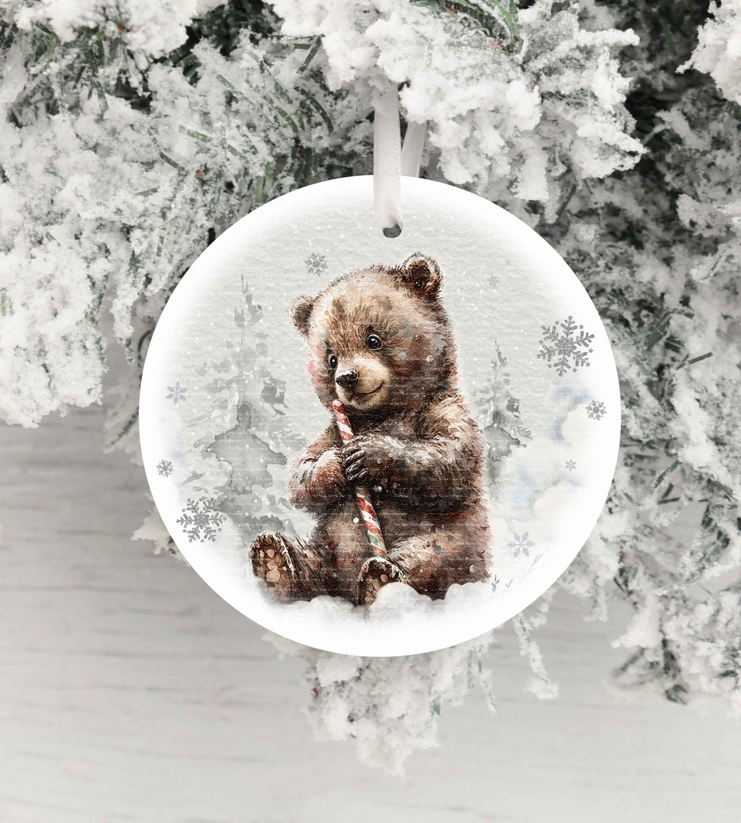 Brown Bear Candy Cane Winter Christmas