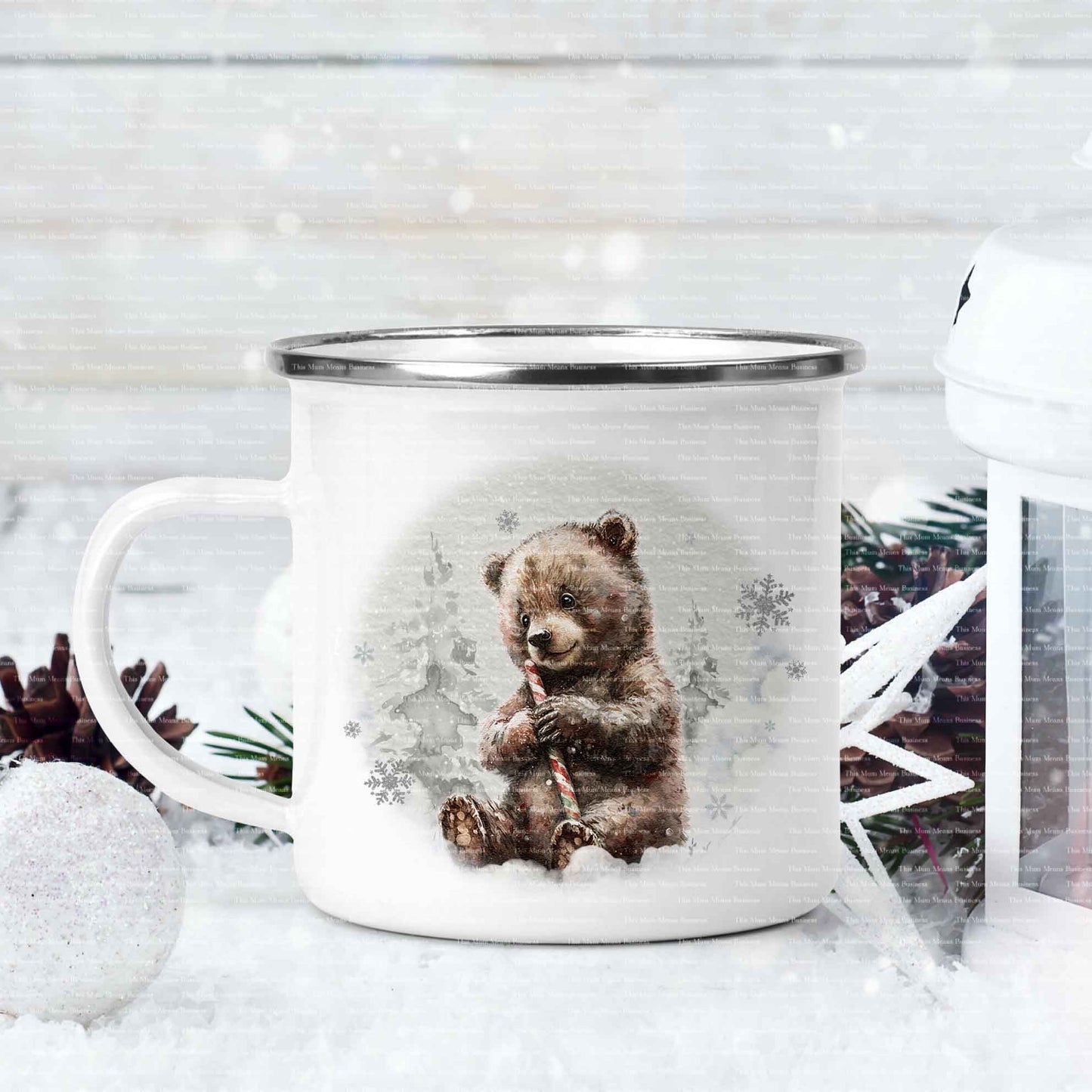 Brown Bear Candy Cane Winter Christmas