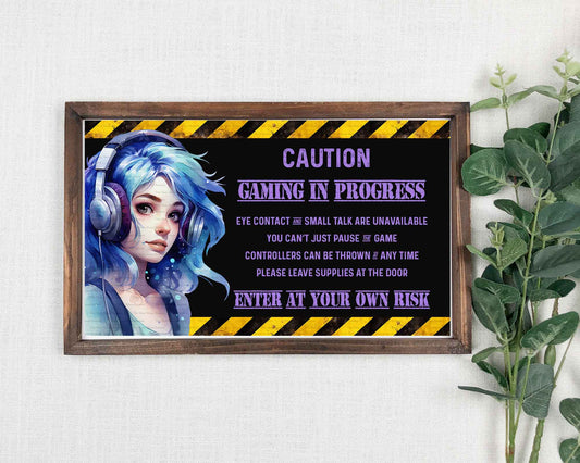 Caution Girls Galaxy Gamer Door Plaques