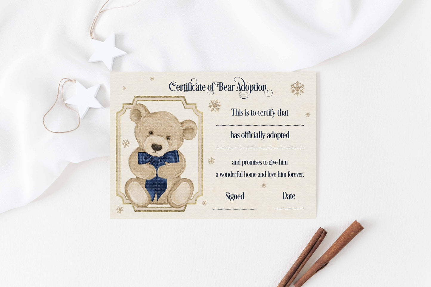 Christmas Bear Adoption Certificates