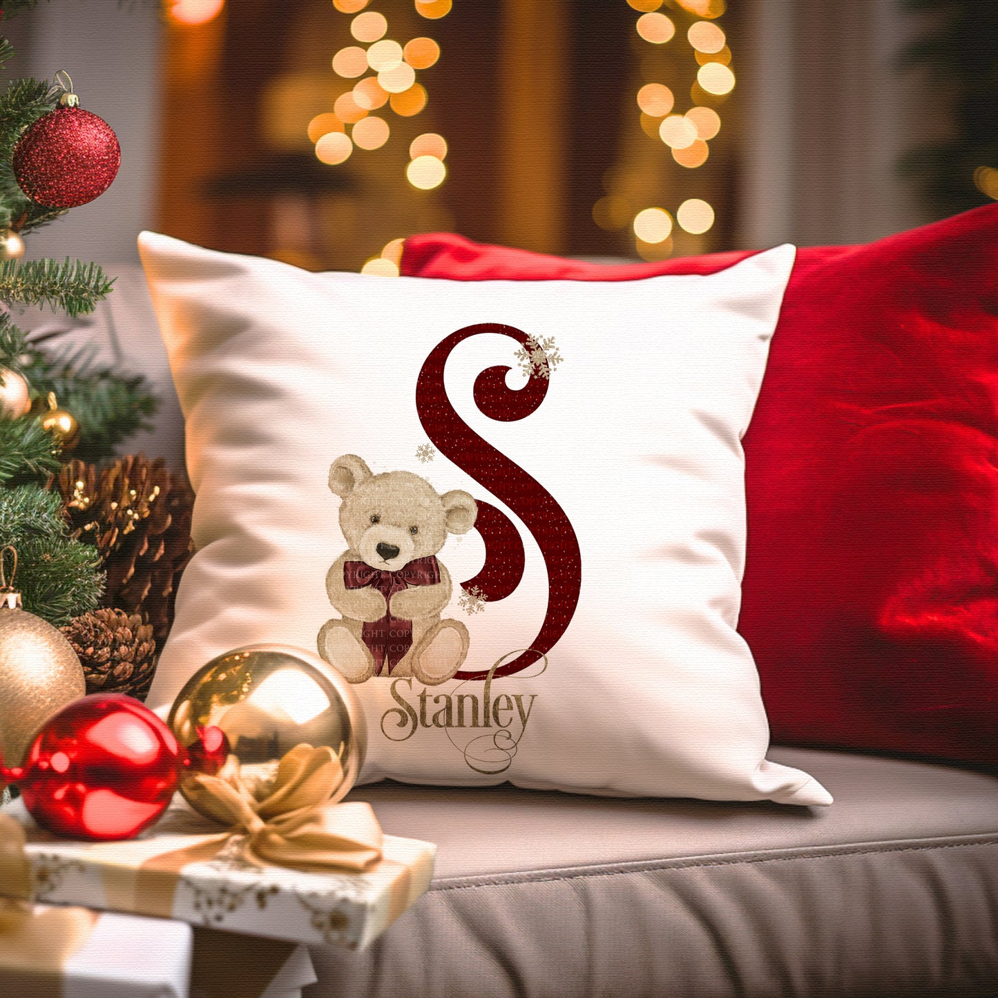 Christmas Bear Alphabet - Burgandy