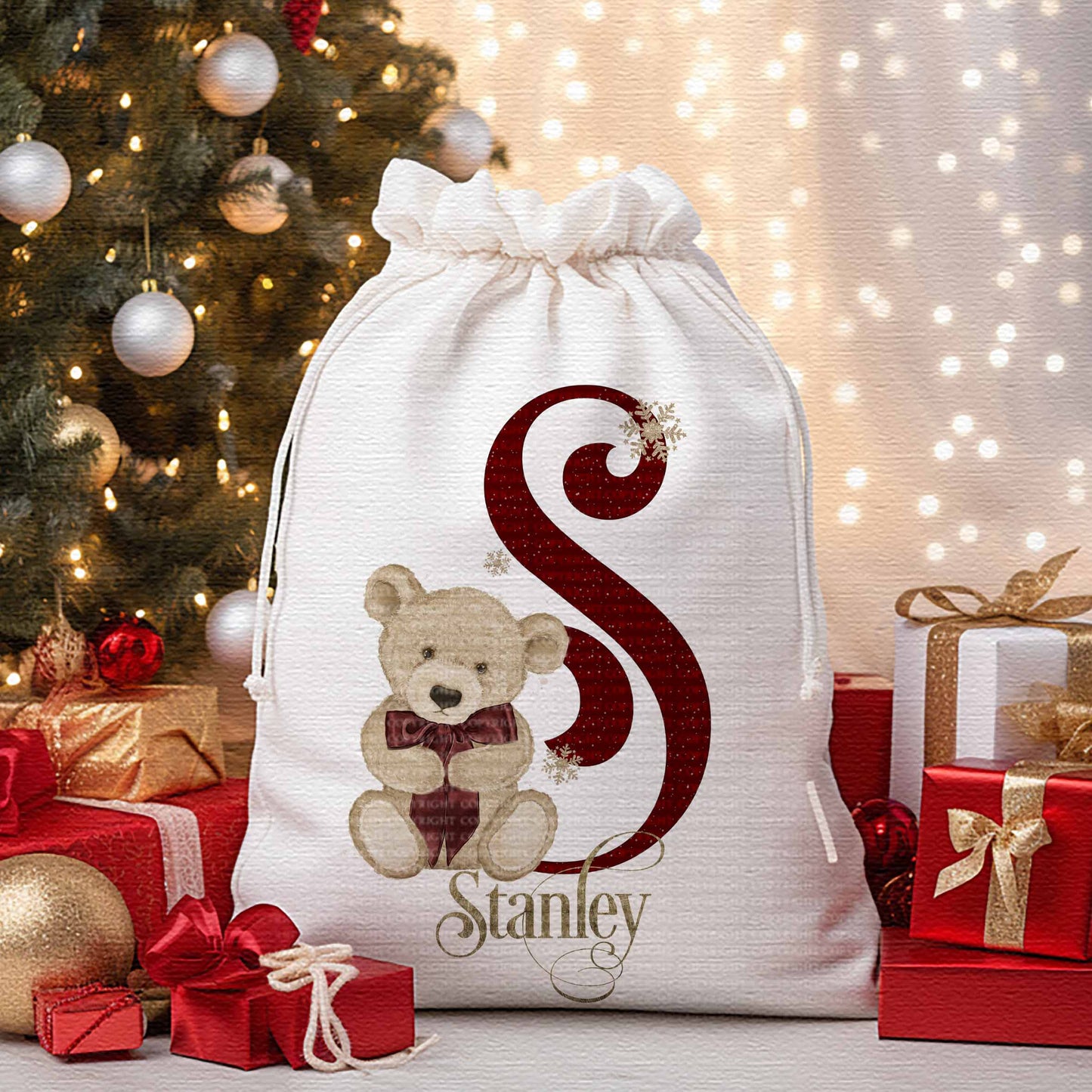 Christmas Bear Alphabet - Burgandy