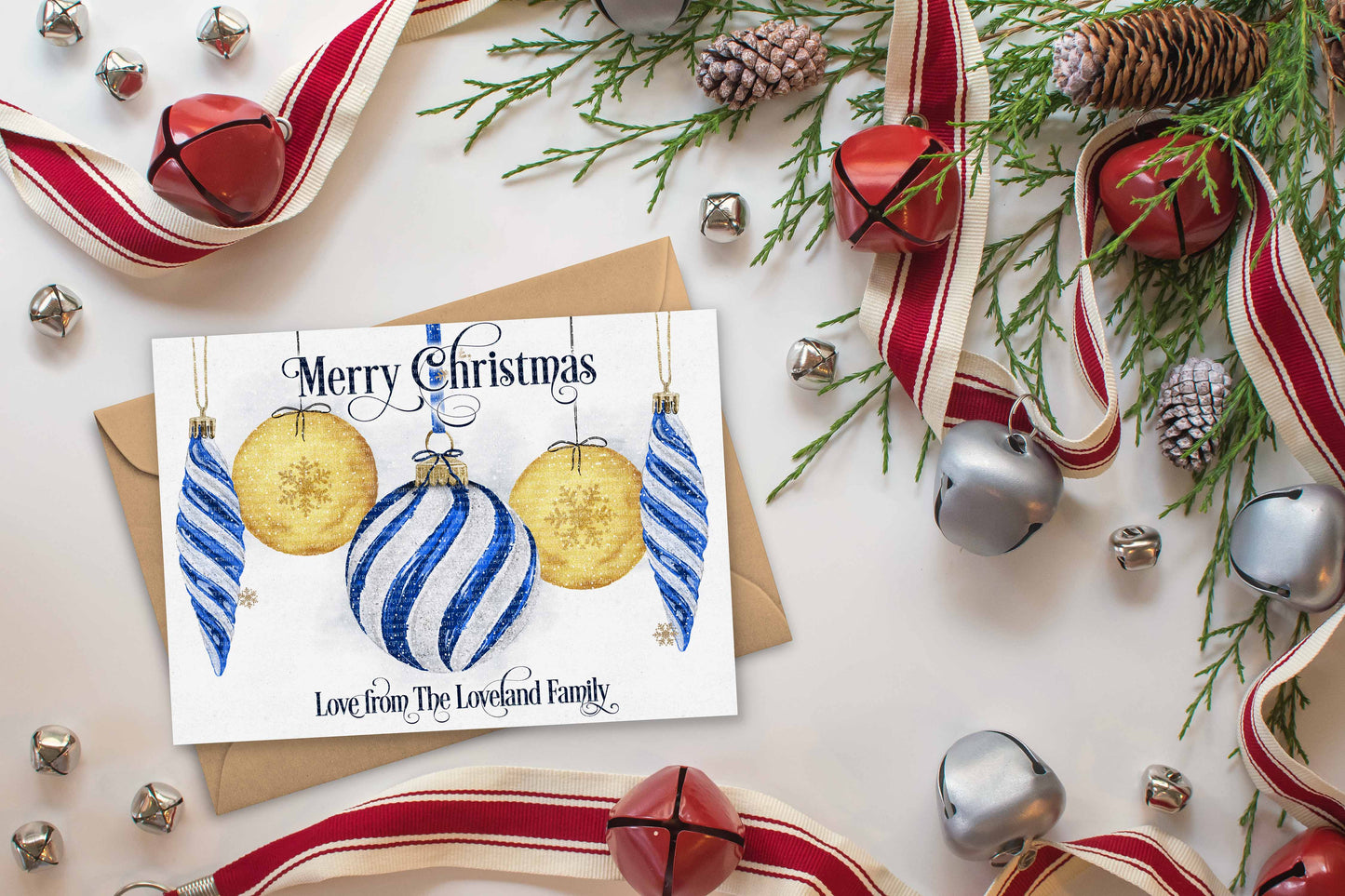Christmas Dec Card - Navy Gold Silver