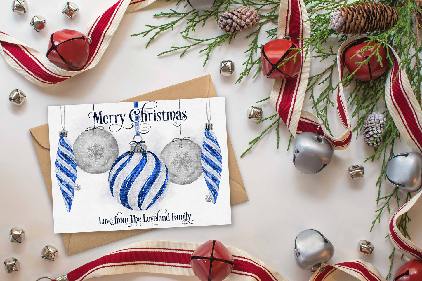 Christmas Dec Card - Navy Gold Silver