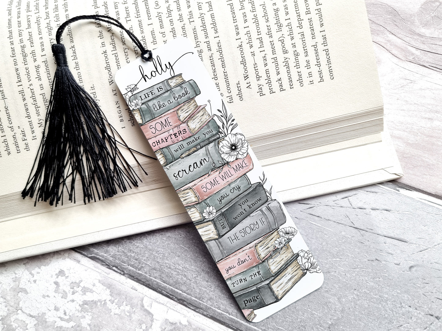 Coastal Book Stack Bookmark Tumbler