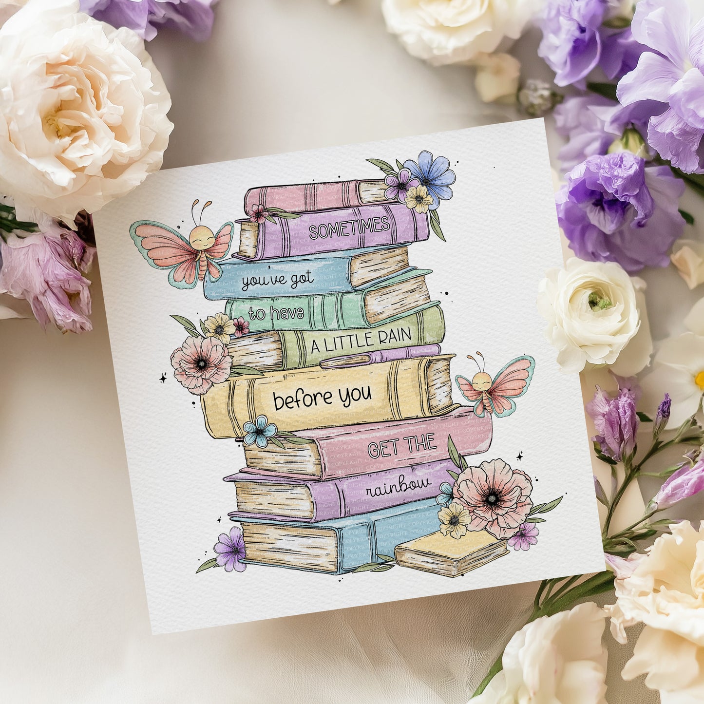 Doodle Butterfly Book Stack