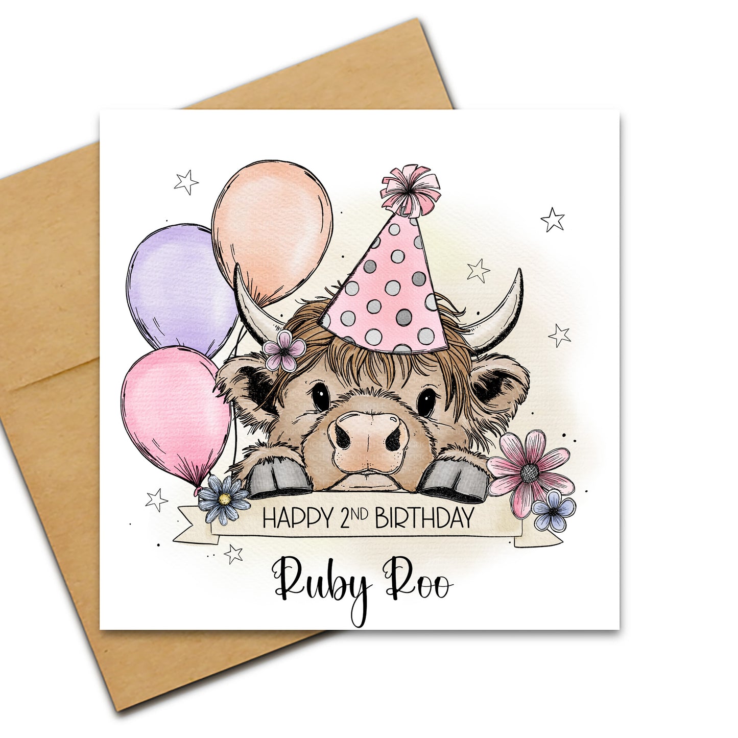 Doodle Highland Coo - Birthday