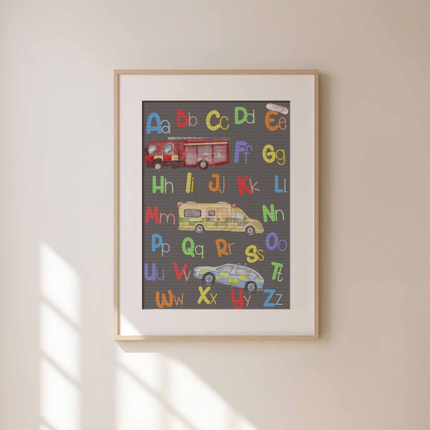 Emergency Vehicles Alphabet Prints