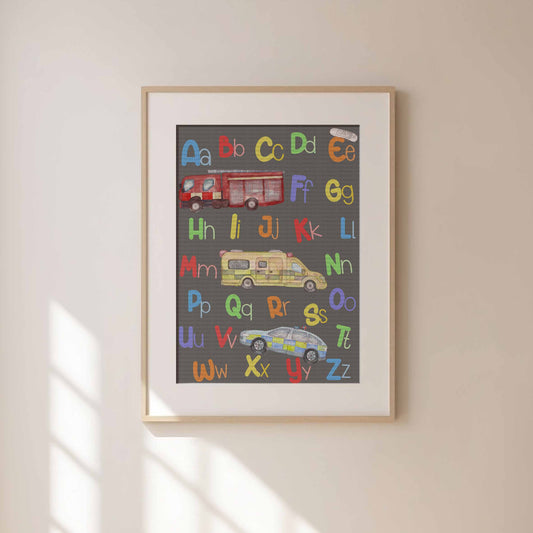 Emergency Vehicles Alphabet Prints