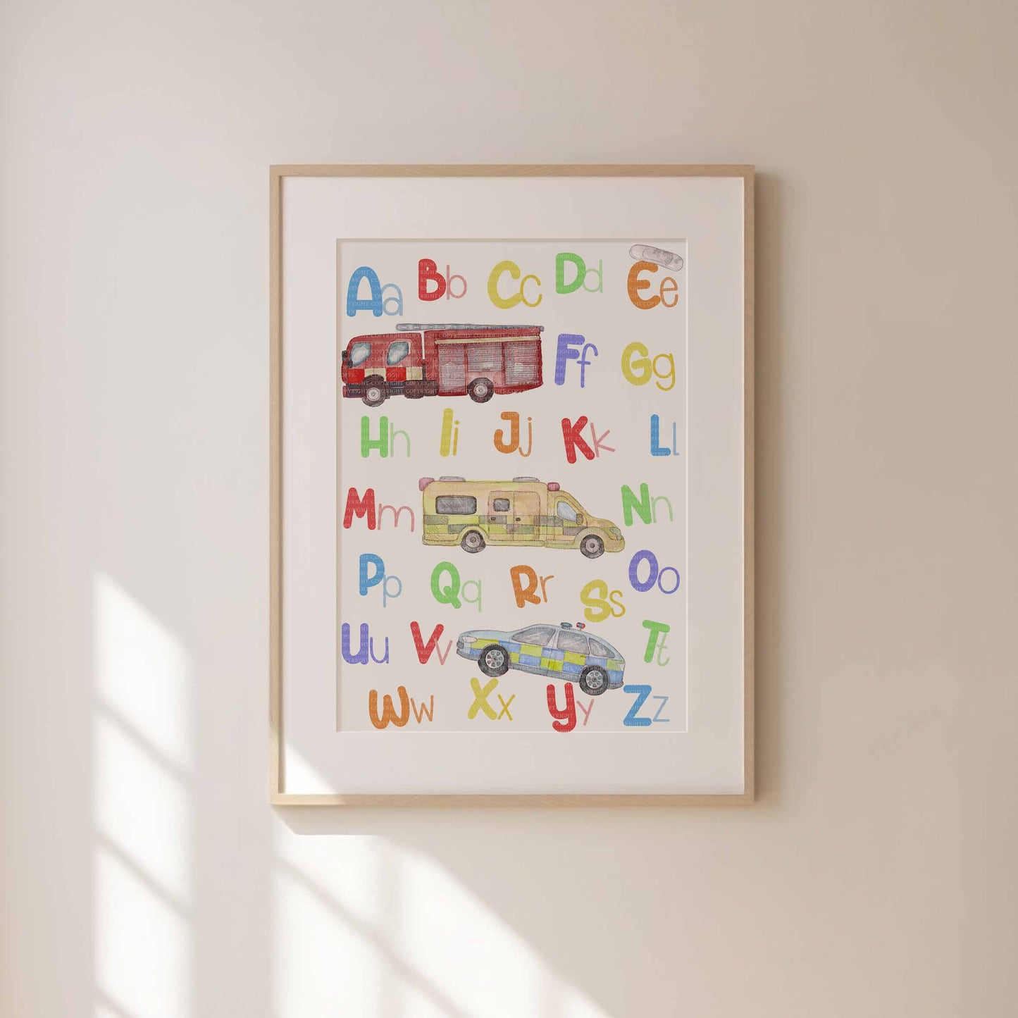 Emergency Vehicles Alphabet Prints