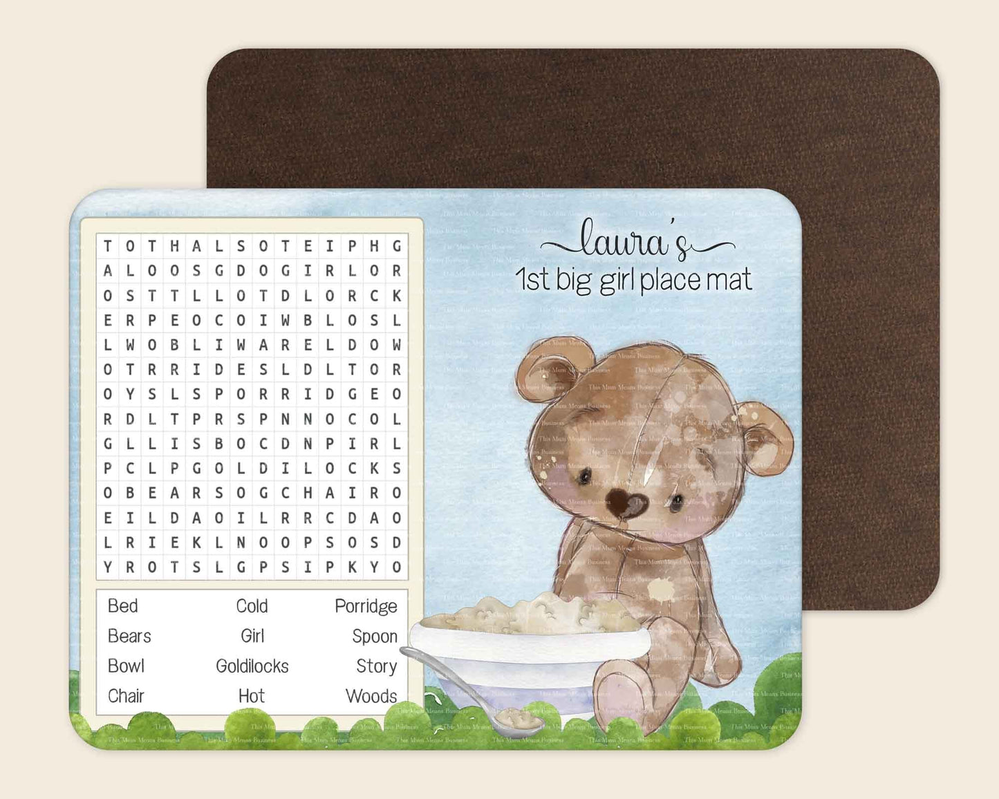 Goldilocks Bear Place Mat