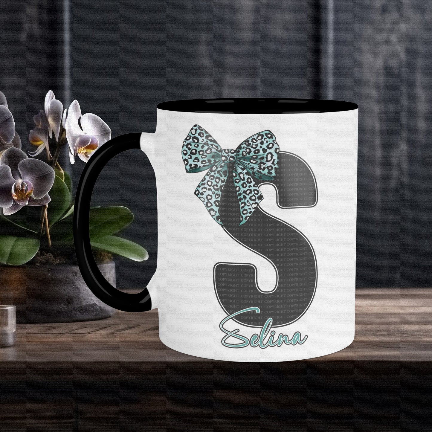 Leopard Print Bow Alphabet - Blue