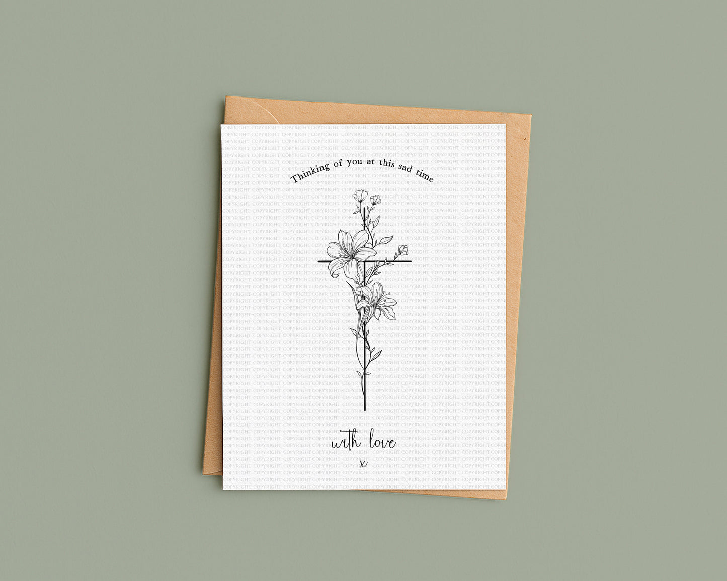 Line Art Floral Cross