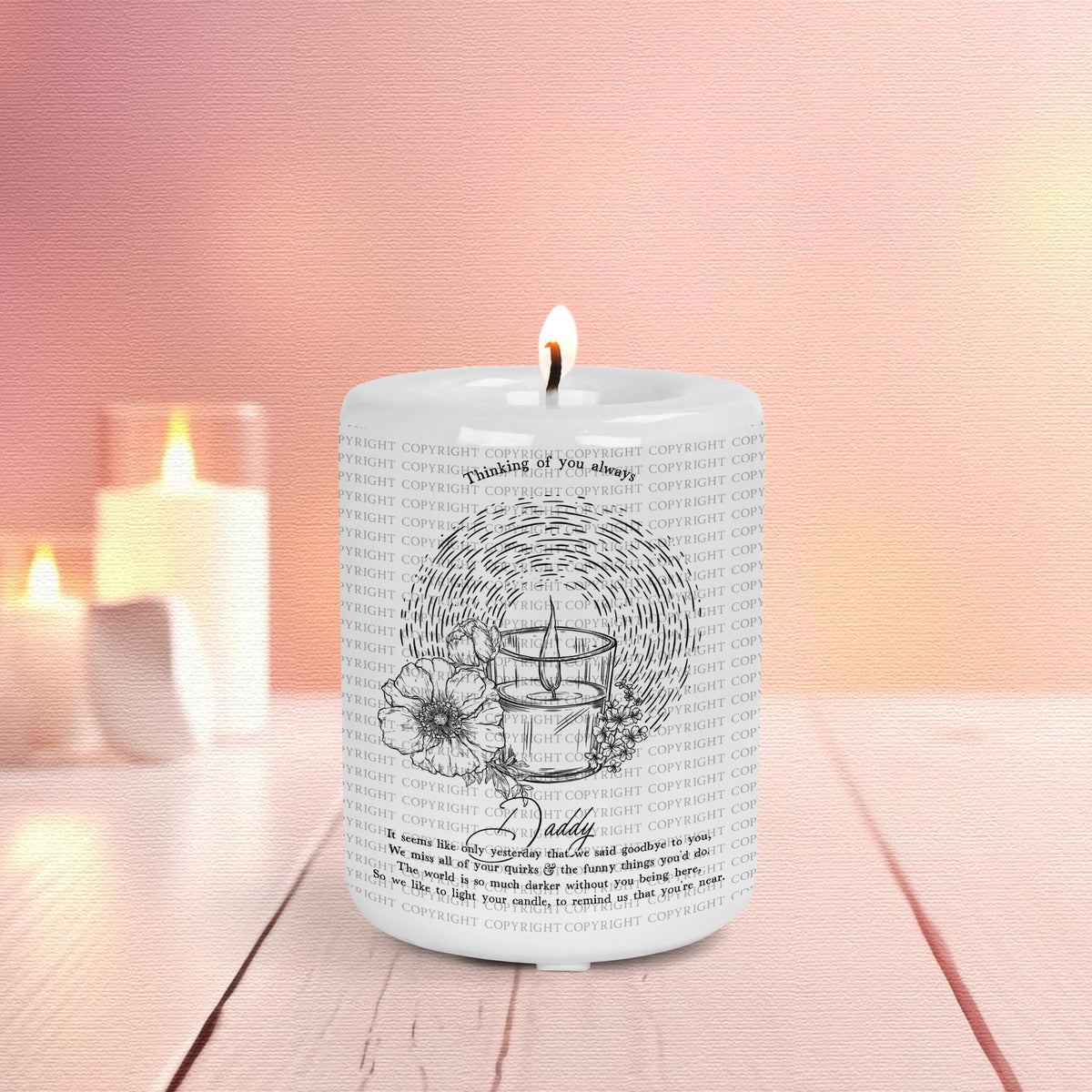 Memorial Candle Line Art
