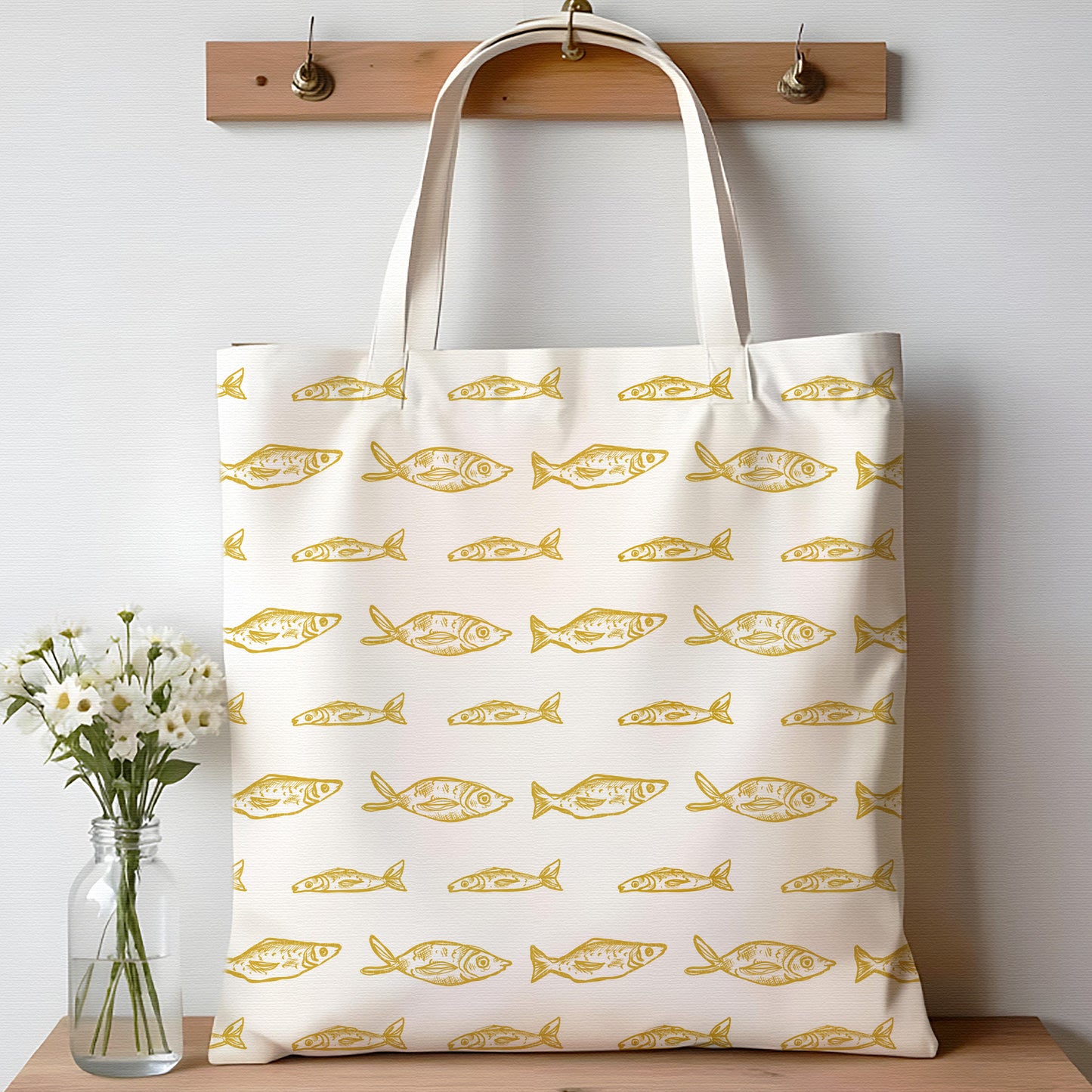 Sardine Patterns Mustard & White