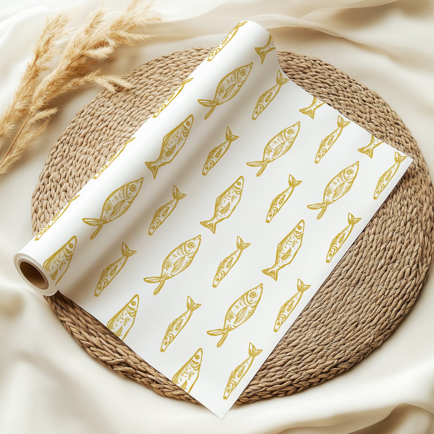 Sardine Patterns Mustard & White
