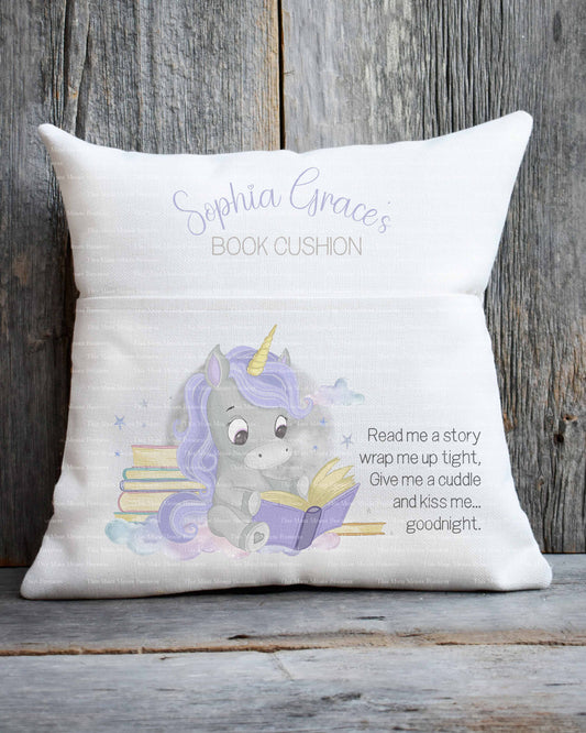 Unicorn Reading Cushion - Grey Purple