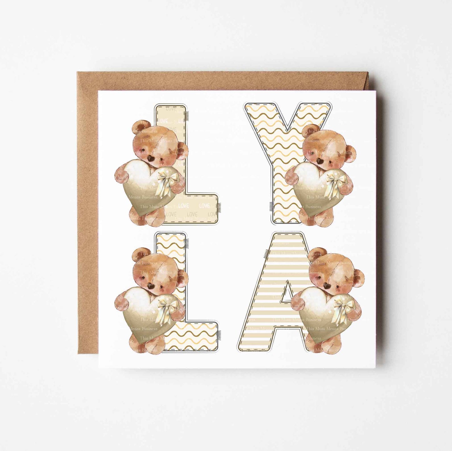 Valentine's Bear Mixed Alphabet - Beige