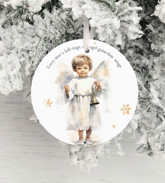 Brown Haired Boy Angel Bell