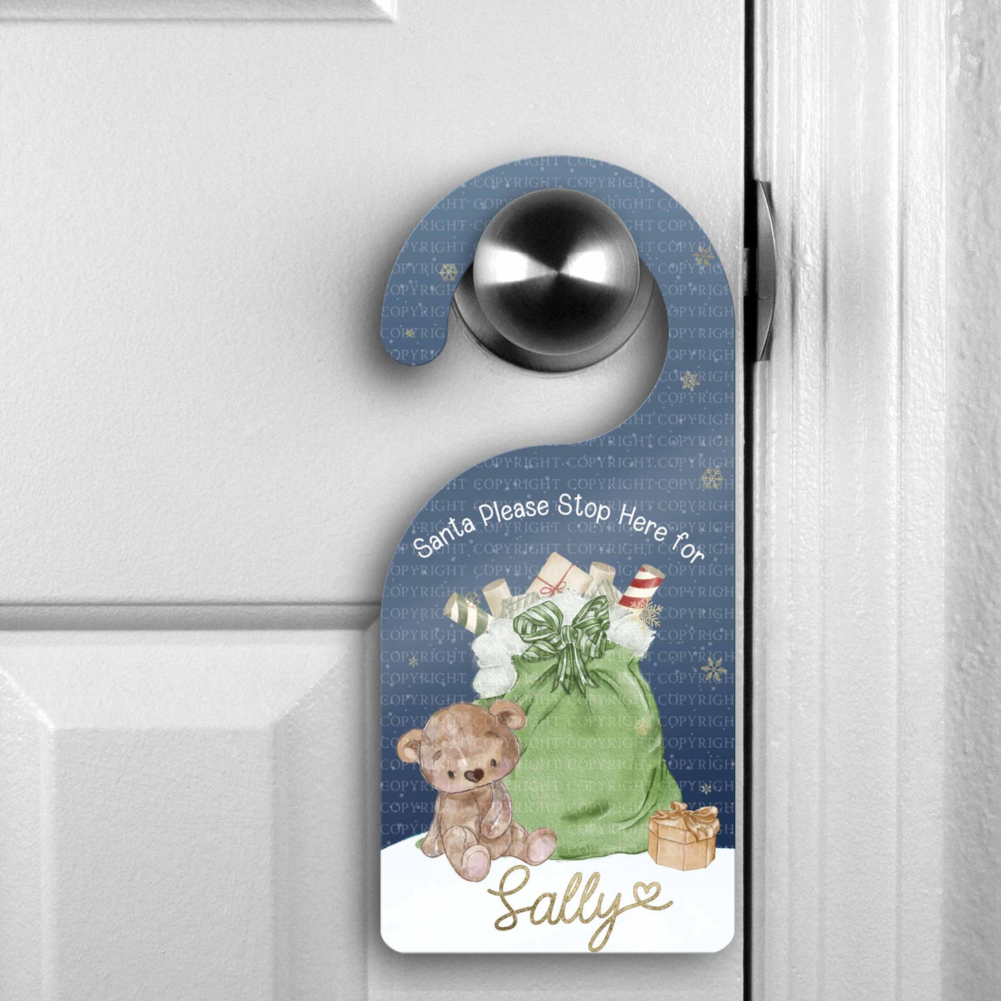 Bear Santa Sack Door Hanger - Green