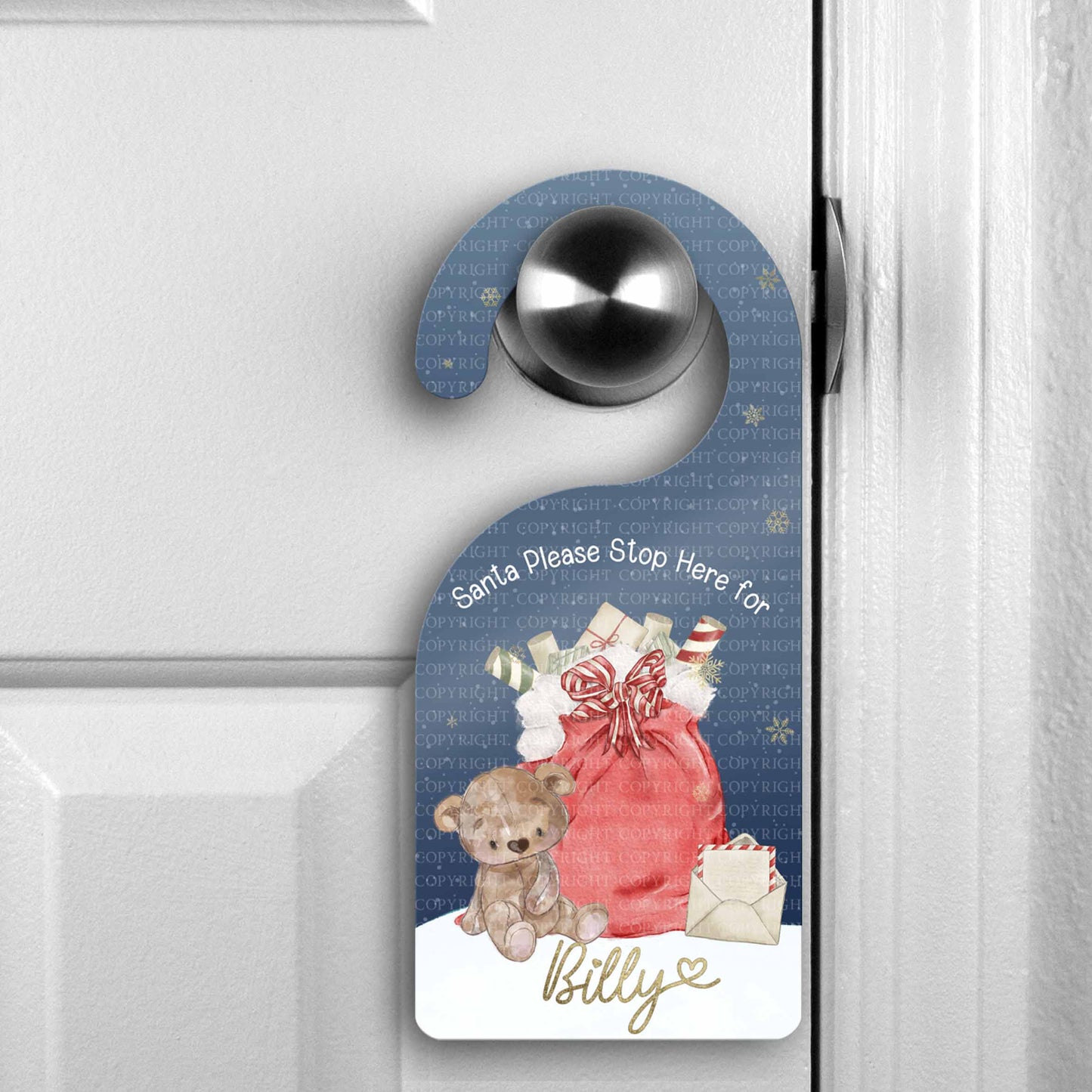 Bear Santa Sack Door Hanger - Red