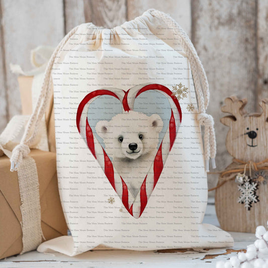 Polar Bear Character Candy Cane Heart