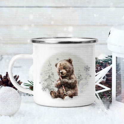 Brown Bear Candy Cane Winter Christmas
