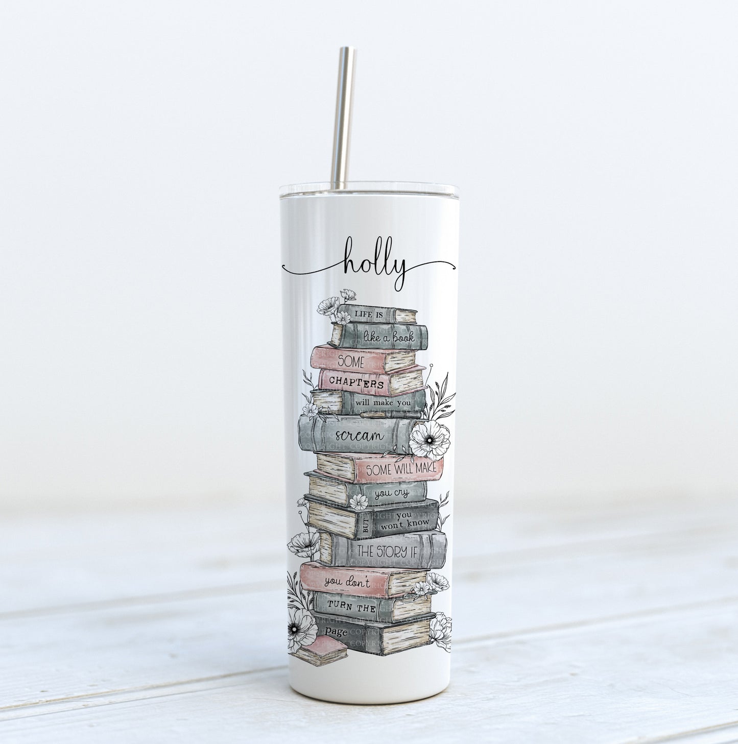 Coastal Book Stack Bookmark Tumbler