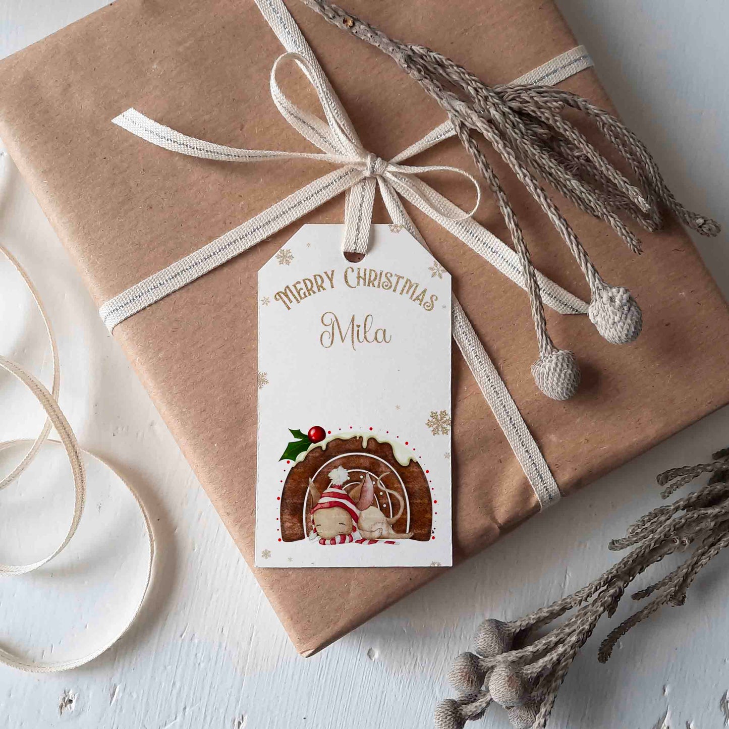 Christmas Pudding Rainbow Pattern & Tags