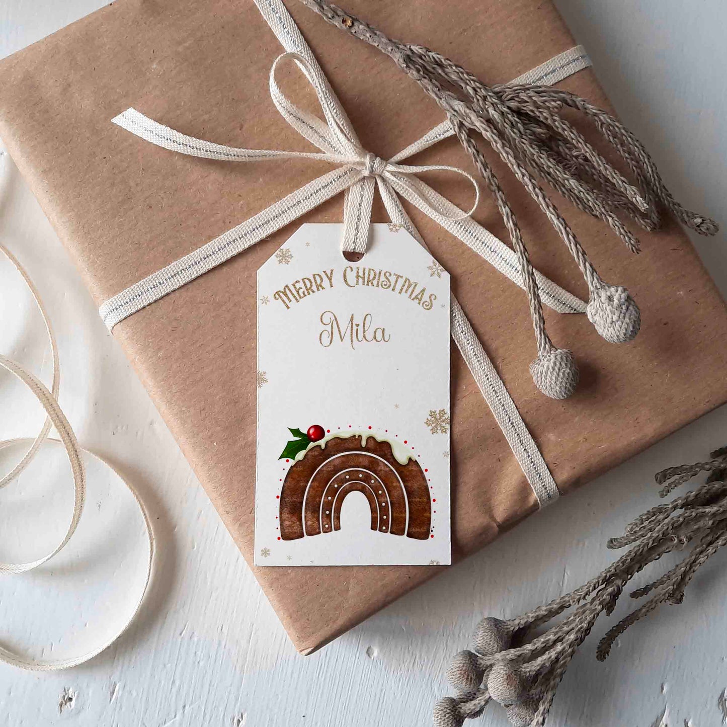 Christmas Pudding Rainbow Pattern & Tags