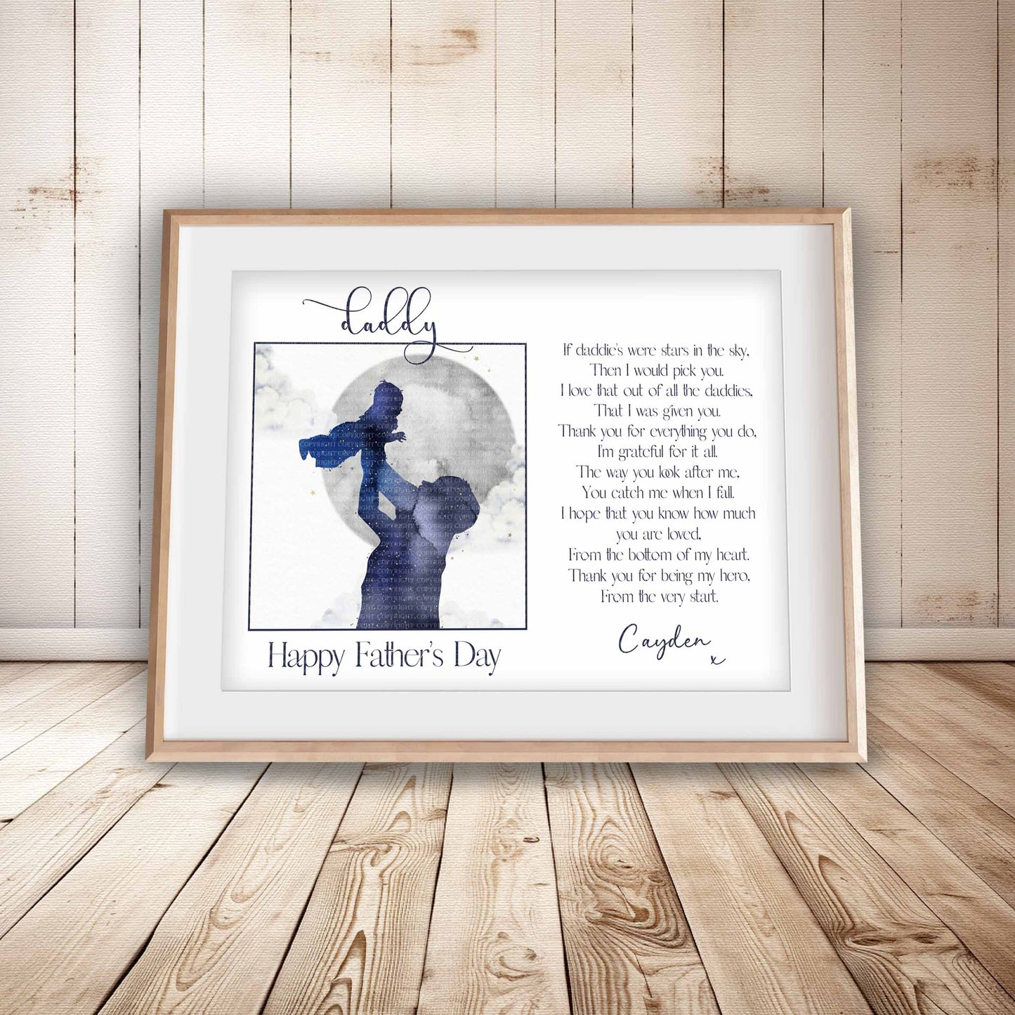 Daddy Love You Stars Moon Galaxy Silhouette