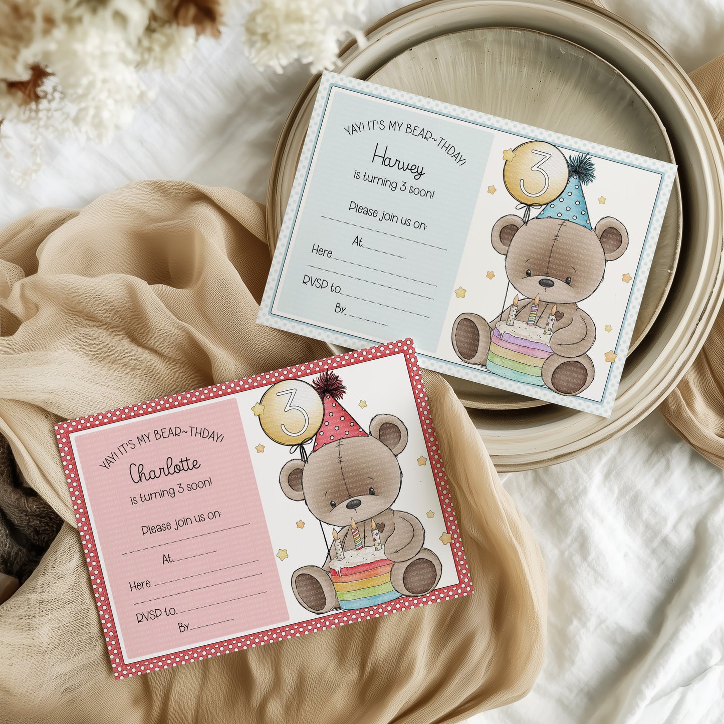 Doodle Birthday Cake Bear Set