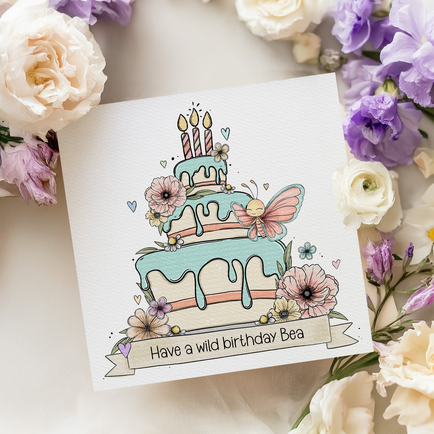 Doodle Butterfly Birthday Cake