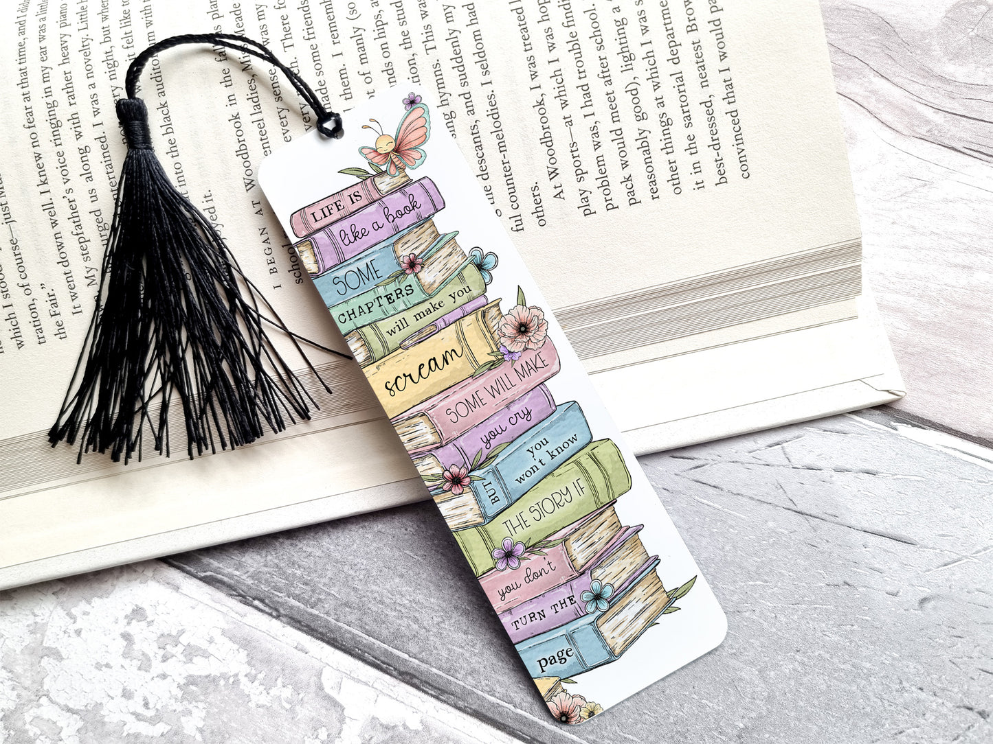 Butterfly Book Stack Bookmark Tumbler