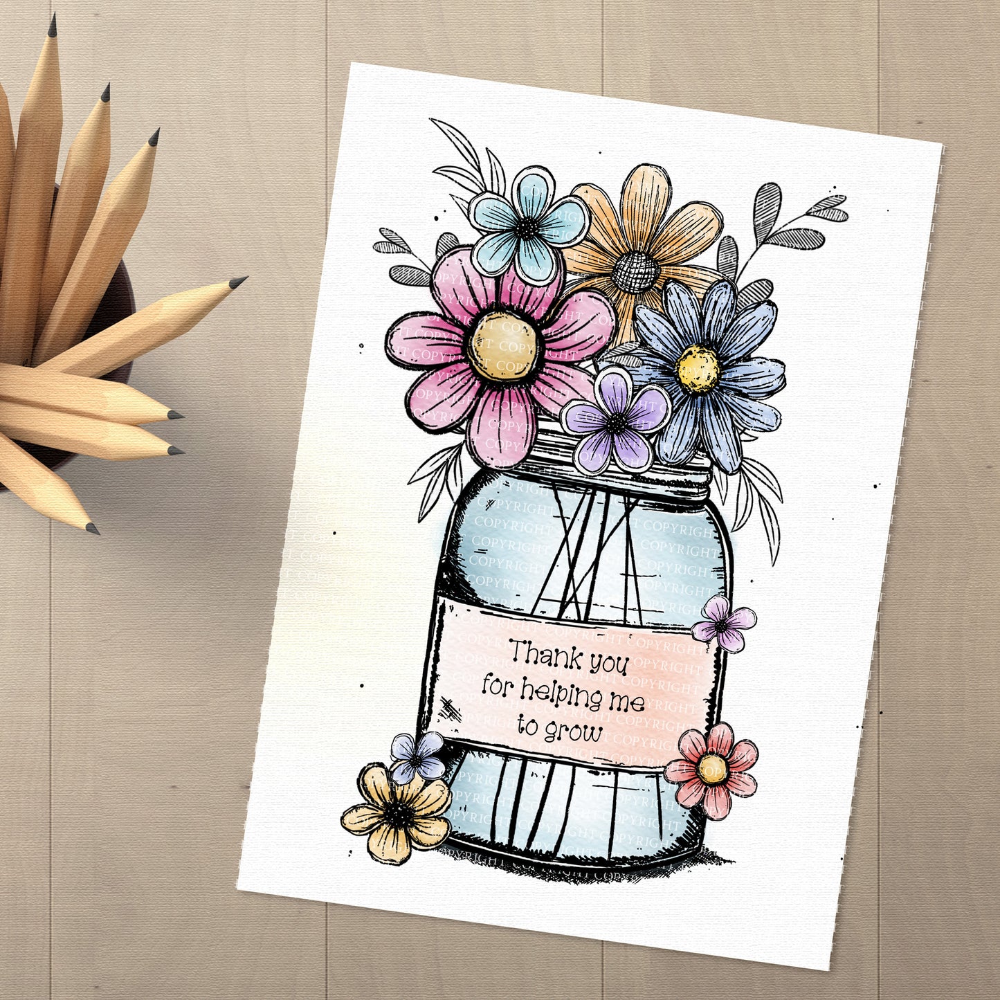 Doodle Flower Jar