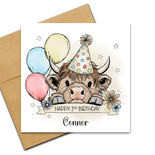 Doodle Highland Coo - Birthday