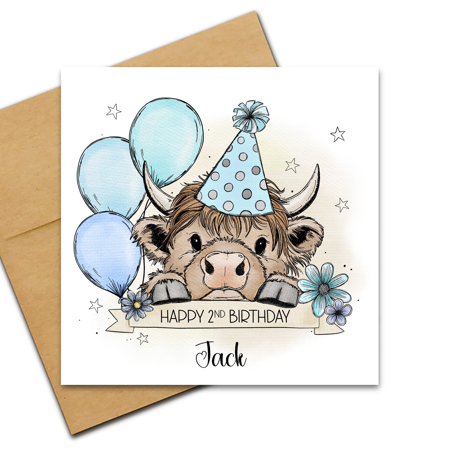 Doodle Highland Coo - Birthday
