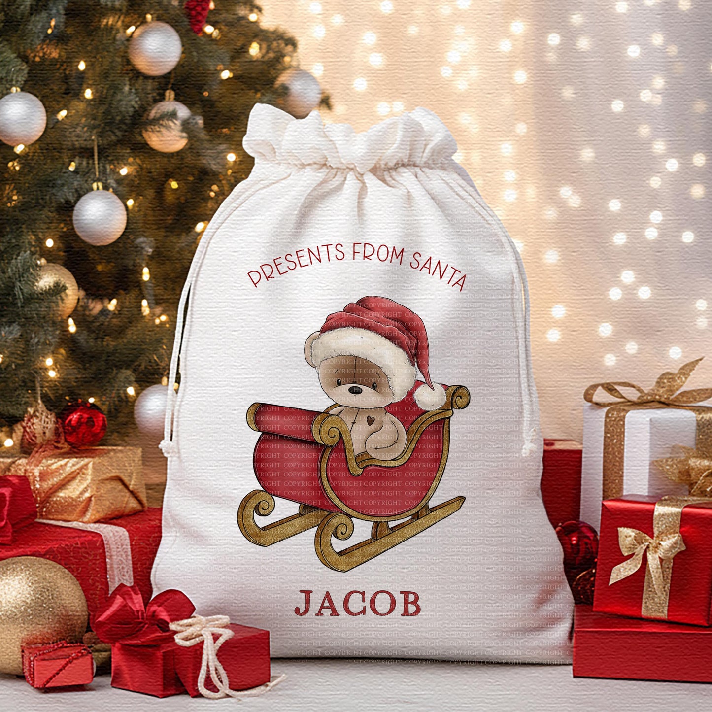 Doodle Santa Bear Sleigh