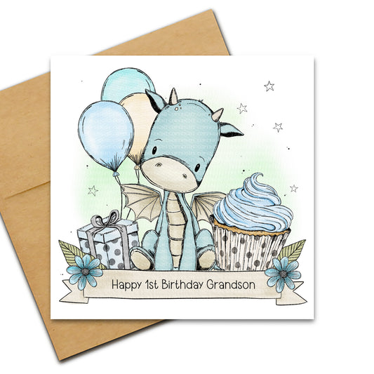 Birthday Dragon - Blue